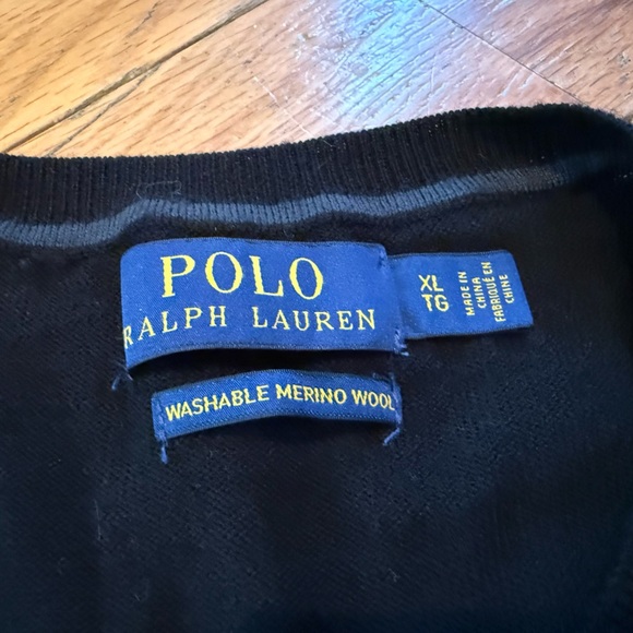 Polo Ralph Lauren 100% Merino Wool Crew Neck Black Lightweight Sweater Men Sz XL - Picture 4 of 11